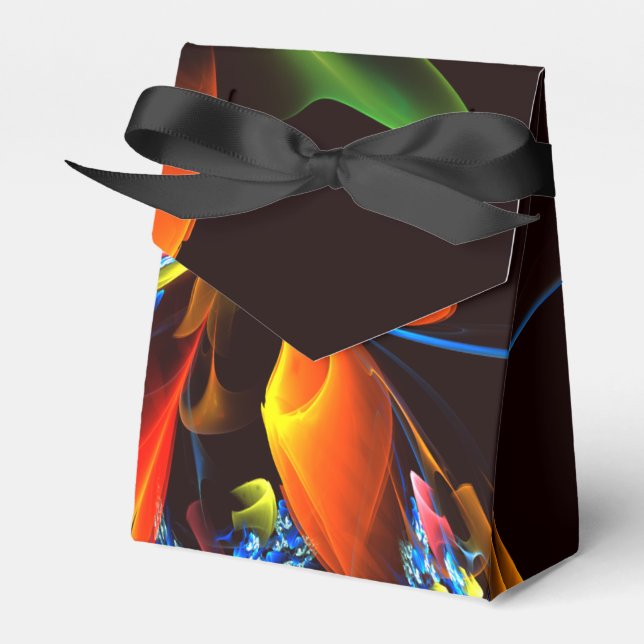 Blått Orange Blommigt Modern Abstrakt Art Mönster  Presentaskar (Framsidan Sidan)