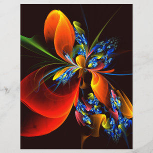 Blått Orange Blommigt Modern Abstrakt Art Mönster Reklamblad