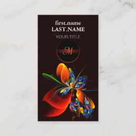 Blått Orange Blommigt Modern Abstrakt Art Mönster Visitkort