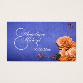 Blått orange bröllop tack för din lägenhet visitkort