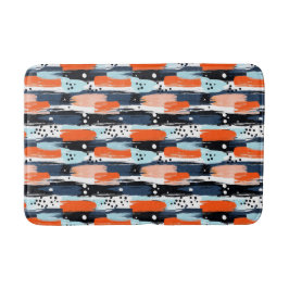 Blått Orange Brushstrokes Abstrakt Mönster Badrumsmatta