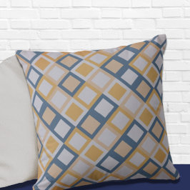 Blått Orange Geometric Mönster Dekorativ kudde