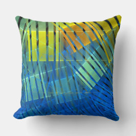 Blått orange grönt fraktalband mönster kudde