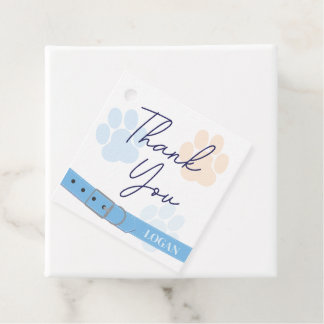 Blått Orange Hund Paw Skriv ut födelsedag Tack Gåvor Etiketter