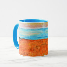 Blått Orange i abstrakt Beach Mugg