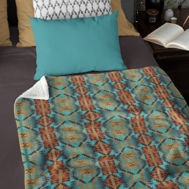 Blått Orange i Teal Aqua Fleecefilt (Skapare uppladdad)