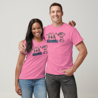 blått/orange Manifestera din bästa utskrift Tee