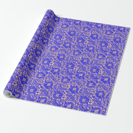 Blått Orange, medelvärde, unikt Blommigt, ornament Presentpapper