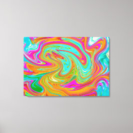 Blått, Orange och Shock rosa Groovy Abstrakt Retro Canvastryck