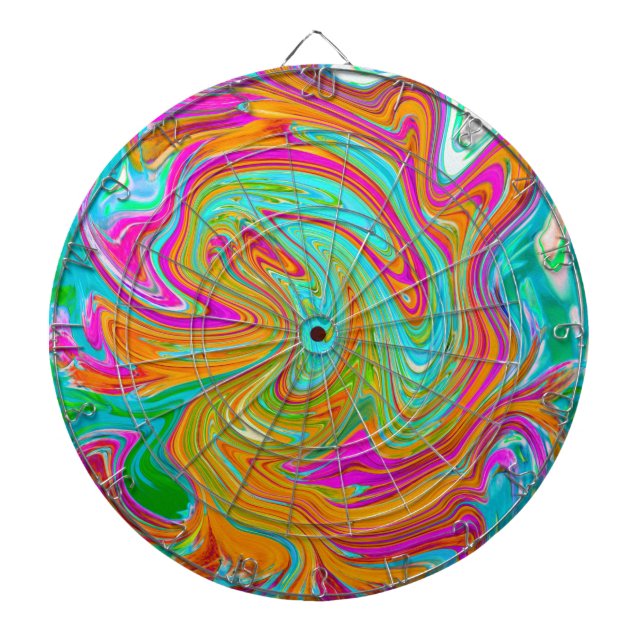 Blått, Orange och Shock rosa Groovy Abstrakt Retro Darttavla (Framsidan)