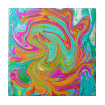 Blått, Orange och Shock rosa Groovy Abstrakt Retro