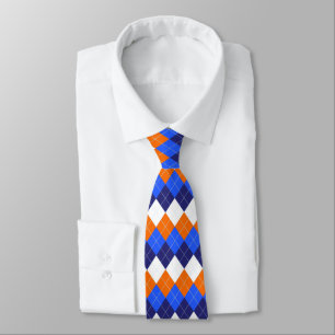 Blått, Orange och vitt argyllene halsband Slips