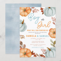 Blått Orange Pumpkin Gender Reveal