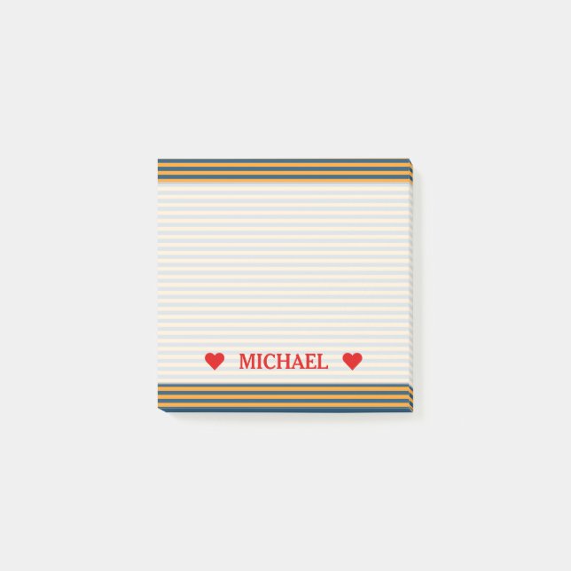 Blått & orange randar/linjermönster & post-it block (Framsida)