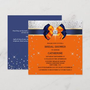 Blått orange silver glitter elegant gnistra inbjudningar