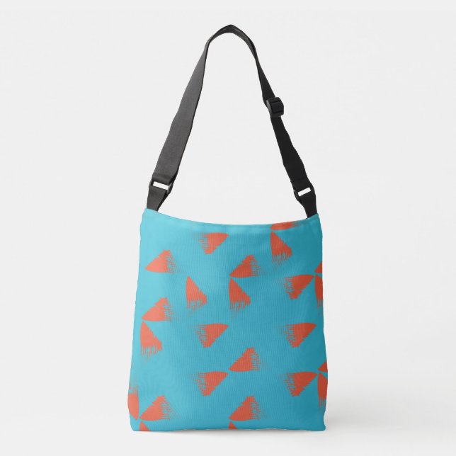 Blått, orange, vibrerande, trendigets geometriska  axelväska (Framsida)