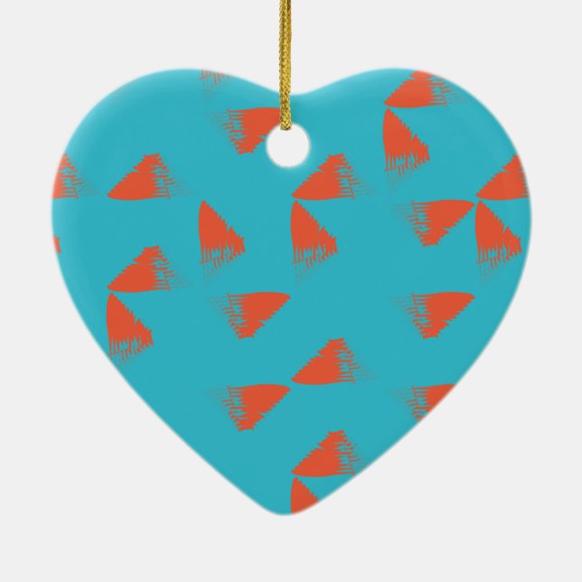 Blått, orange, vibrerande, trendigets geometriska  julgransprydnad keramik (Baksidan)