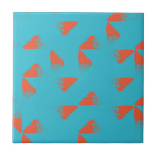 Blått, orange, vibrerande, trendigets geometriska kakelplatta
