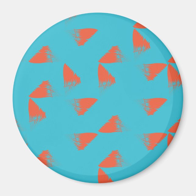 Blått, orange, vibrerande, trendigets geometriska  magnet (Framsidan)