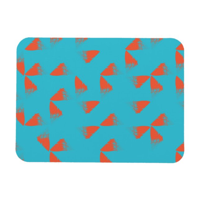 Blått, orange, vibrerande, trendigets geometriska  magnet (Horisontell)