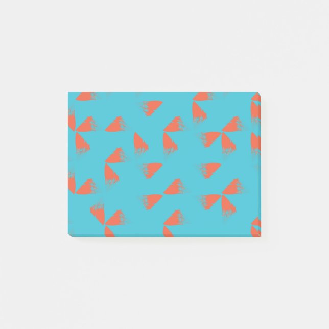 Blått, orange, vibrerande, trendigets geometriska  post-it block (Framsida)