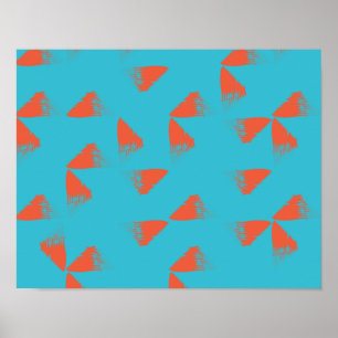 Blått, orange, vibrerande, trendigets geometriska poster