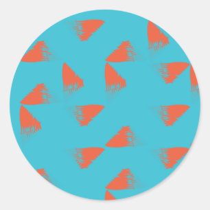 Blått, orange, vibrerande, trendigets geometriska runt klistermärke