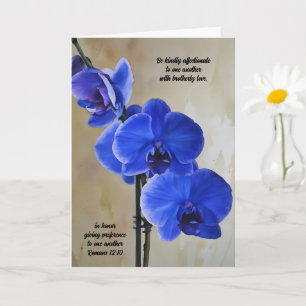Blått Orchids Bble Verse Art Note Card Kort