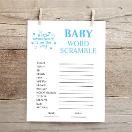 Blått Ordkryss Baby Shower Spel