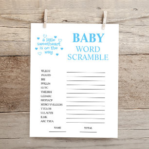 Blått Ordkryss Baby Shower Spel
