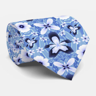 Blått orkidéformat Elegant Flower Fractal Art Möns Slips