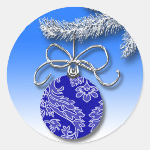 Blått ornament Hanging-Anpassadet Helgdag Sälar Runt Klistermärke