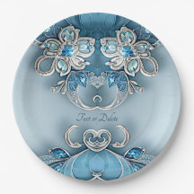 Blått ornat Blommigt Papper plåt