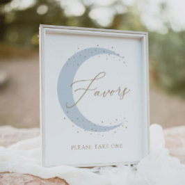 Blått över favoritskylten för babyskor i Måne Poster