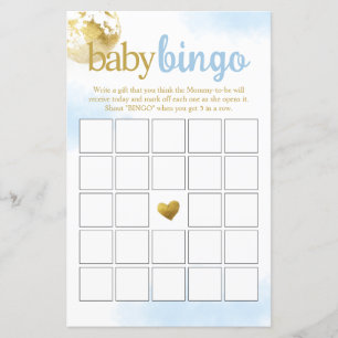 Blått över Måne Baby Bingo Baby Shower Game