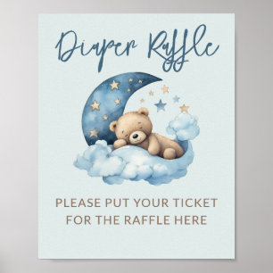 Blått över Måne babyskådans dykare Raffle Poster