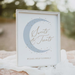 Blått över Måne babyskor, sötsaker och kar Poster