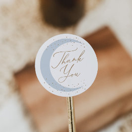 Blått över Måne Boy Baby Shower Runt Klistermärke