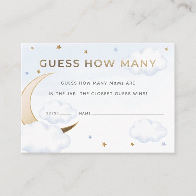 Blått över månen Gissa hur många godisar kort (Framsida)