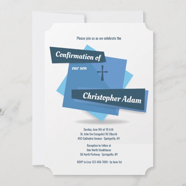 Blått på blåttbekräftelseinbjudan inbjudningar (Framsida)