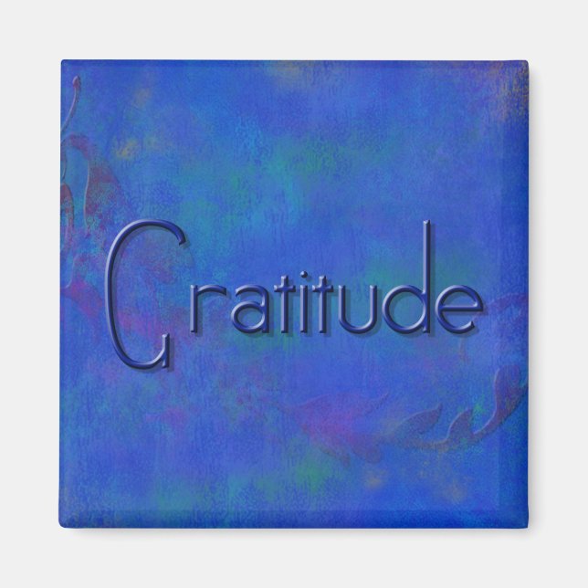 Blått på Blue Block Gratitude Magnet (Framsidan)