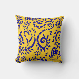 blått på gultens pipkudde kudde