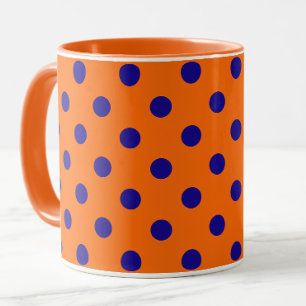 Blått på Orange Polka dots Mönster Design Mugg