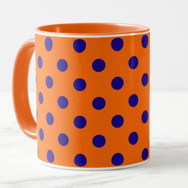 Blått på Orange Polka dots Mönster Design Mugg (Skapare uppladdad)