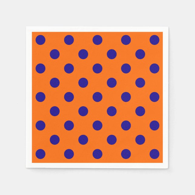 Blått på Orange Polka dots Mönster Design Pappersservett (Framsidan)