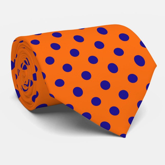 Blått på Orange Polka dots Mönster Design Slips (Skapare uppladdad)