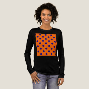 Blått på Orange Polka dots Mönster Design T Shirt