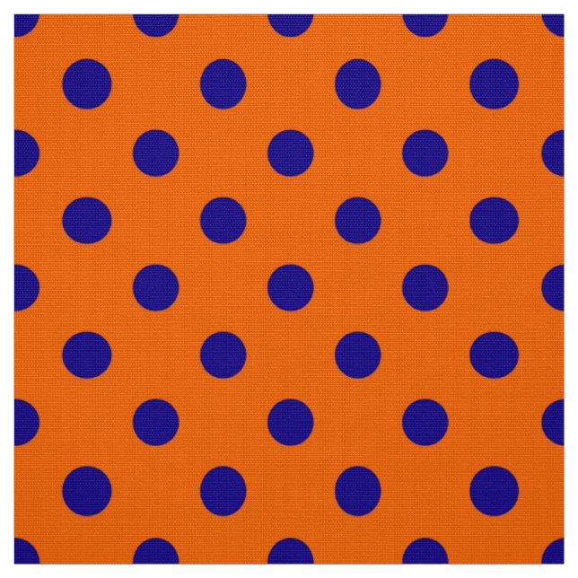 Blått på Orange Polka dots Mönster Design Tyg (Provkarta)
