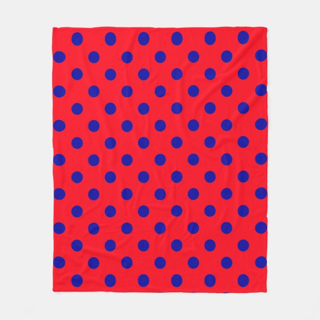 Blått på Red Polka dots Mönster Design Fleecefilt (Framsidan)