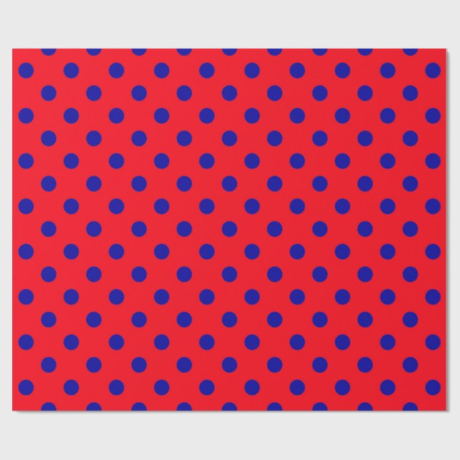 Blått på Red Polka dots Mönster Design Presentpapper (Platt)